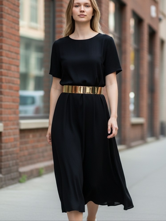 The Unbranded Brand Accessories - Gold Metal Waist Belt — Sleek Statement Belt (Gold) One Size Adjustable Any Size